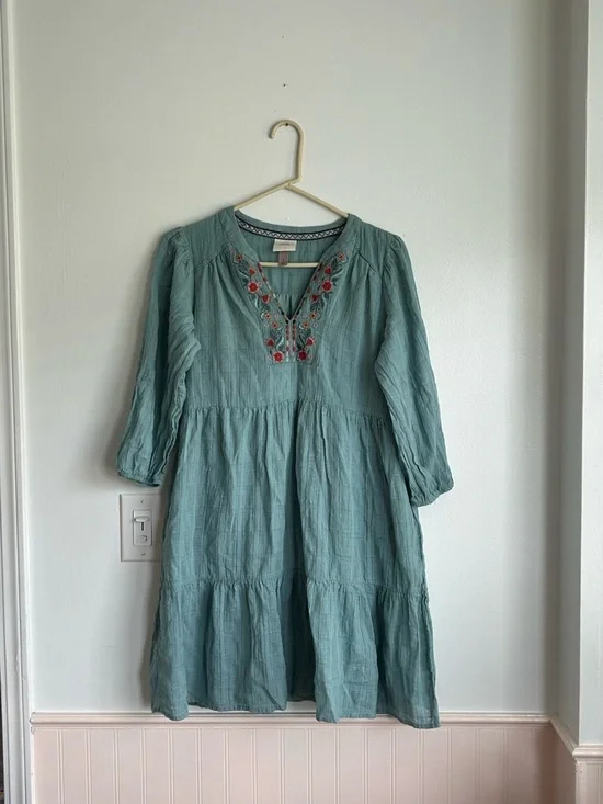Knox Rose Embroidered Mini Bobo Dress Size Small - Picture 2 of 7